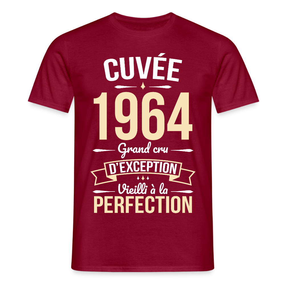 T-shirt Homme - Anniversaire 61 Ans - Cuvée 1964 - rouge brique