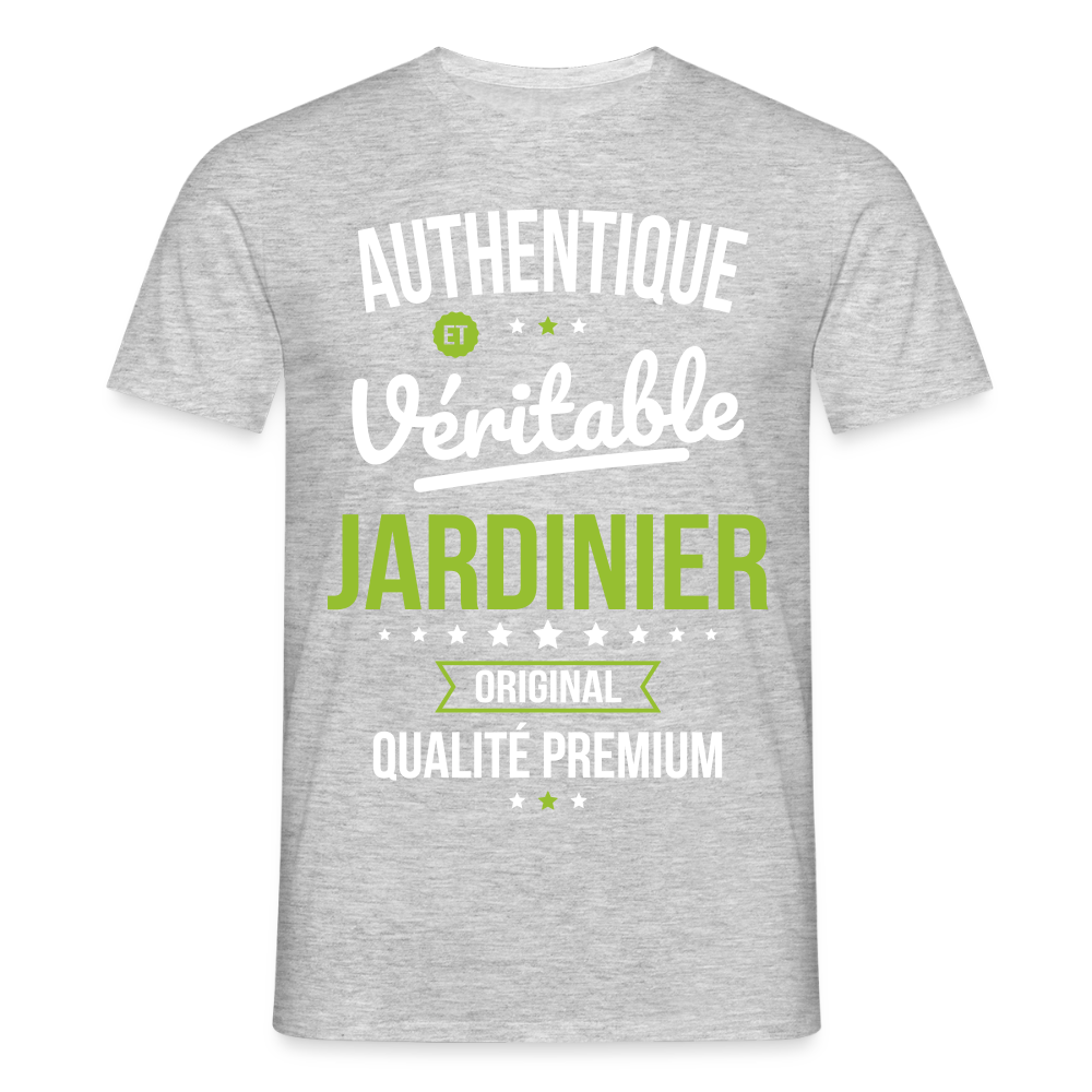 T-shirt Homme - Authentique et véritable Jardinier - gris chiné