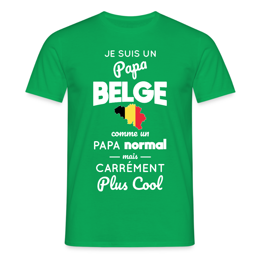 T-shirt Homme - Papa Belge Plus Cool - vert