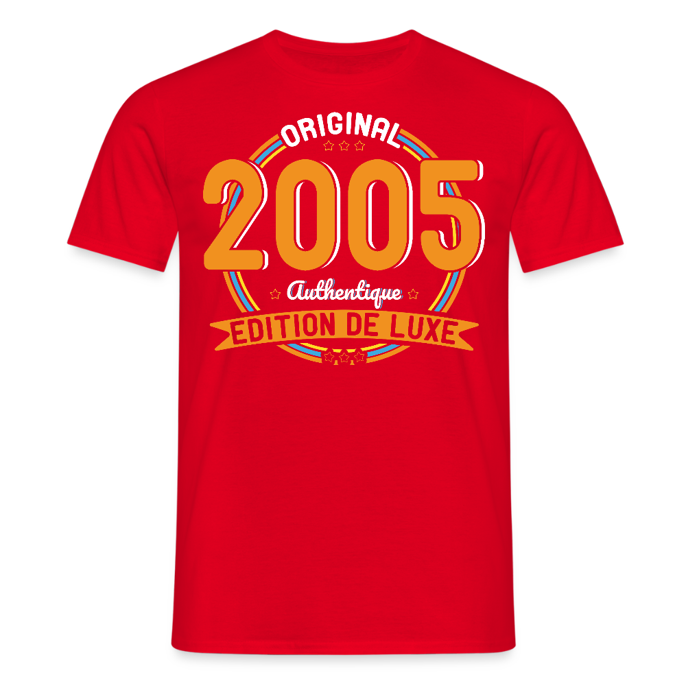 T-shirt Homme - Anniversaire 20 Ans - Original 2005 Authentique - rouge