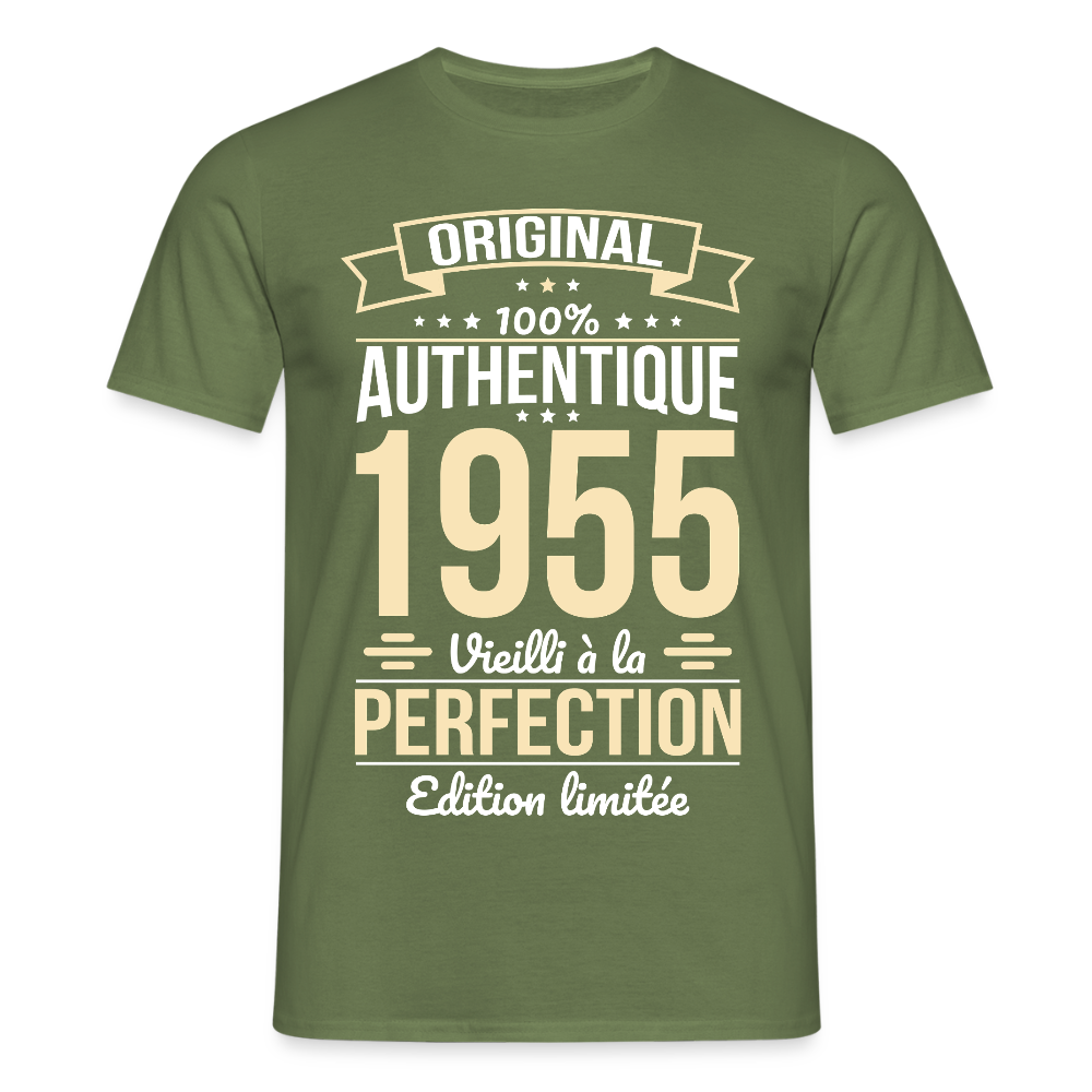 T-shirt Homme - Anniversaire 70 Ans - Original 1955 - vert militaire