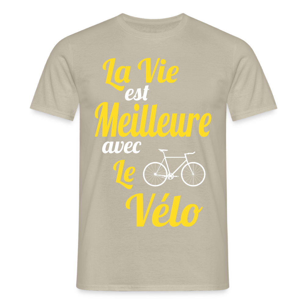 T-shirt Homme - La vie est meilleure avec le Vélo - beige sable