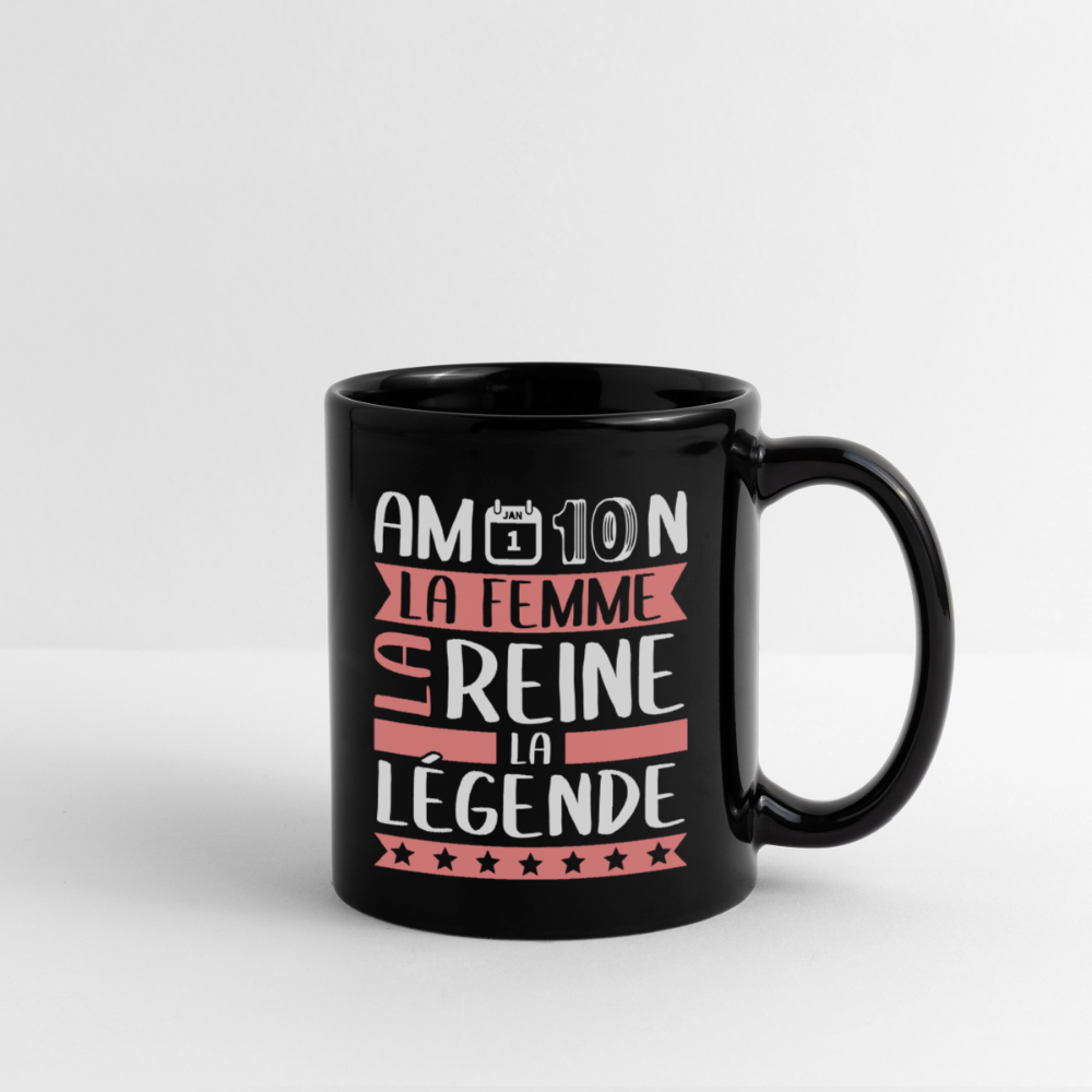 Mug uni Amandine rébus – La femme, la reine, la légende - noir