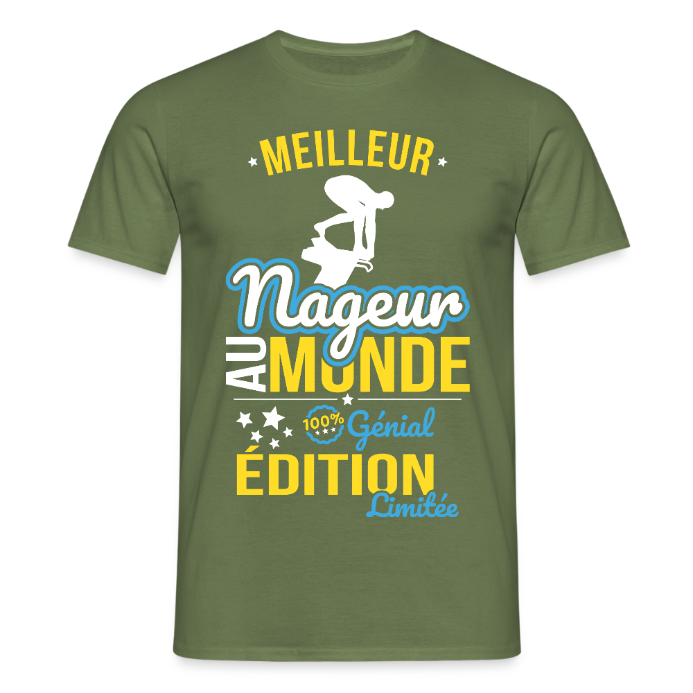 T-shirt Homme - Meilleur Nageur au monde - 100% génial - vert militaire