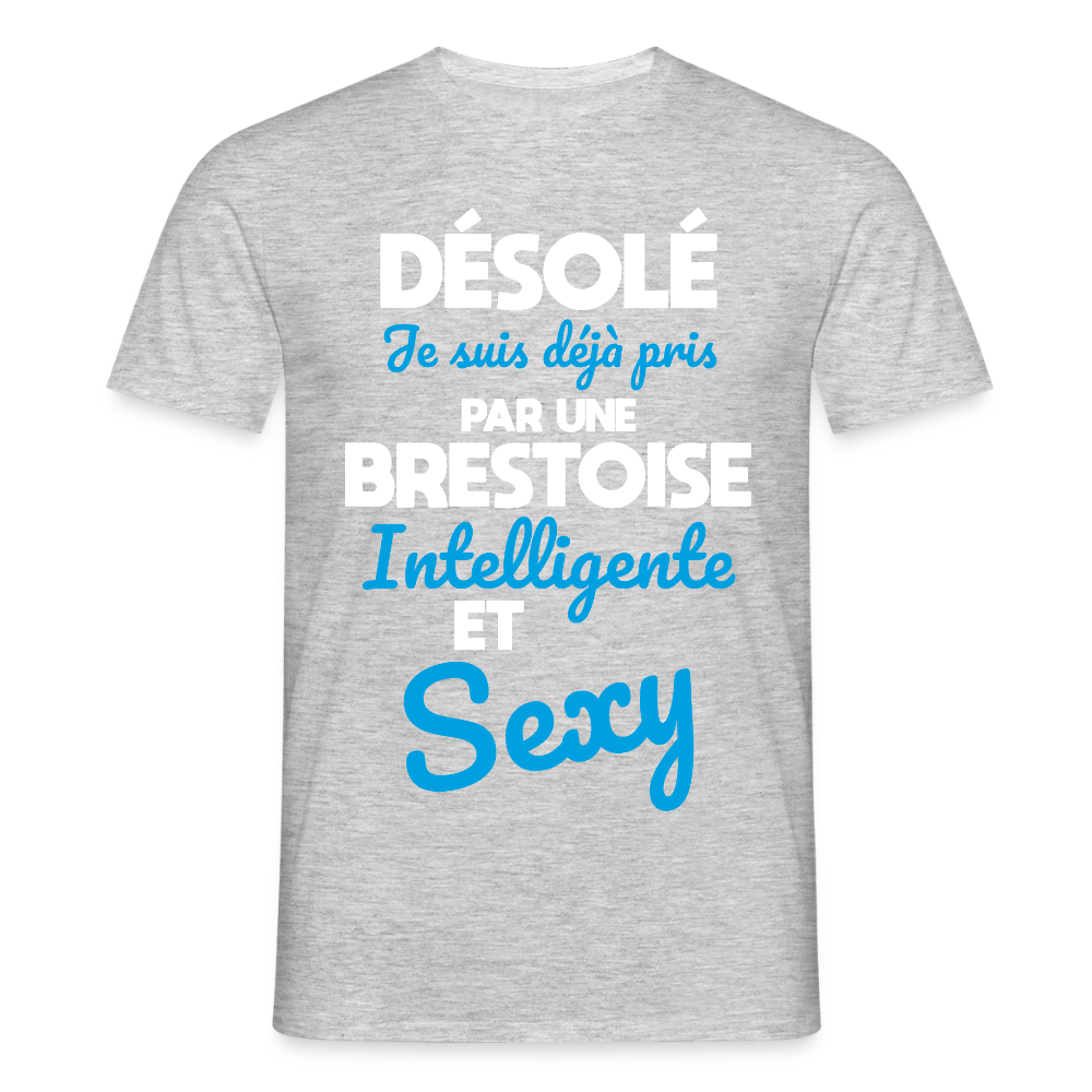 T-shirt Homme - Je suis déjà pris par une Brestoise intelligente et sexy - gris chiné