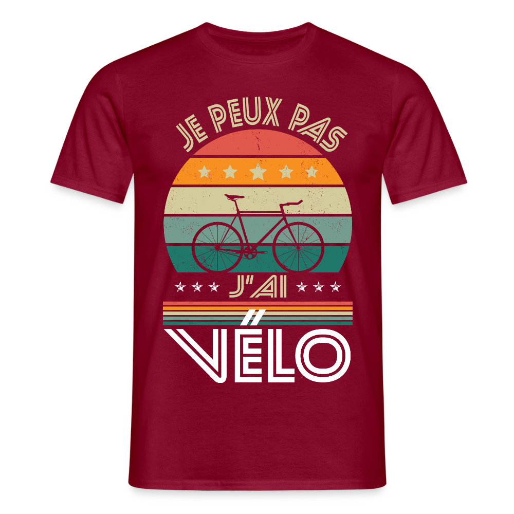 T-shirt Homme - Je peux pas j'ai Vélo - rouge brique