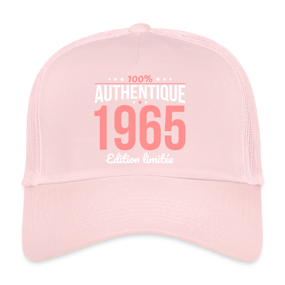 Casquette Trucker - Anniversaire 60 Ans - 100% Authentique 1965 - rose pâle