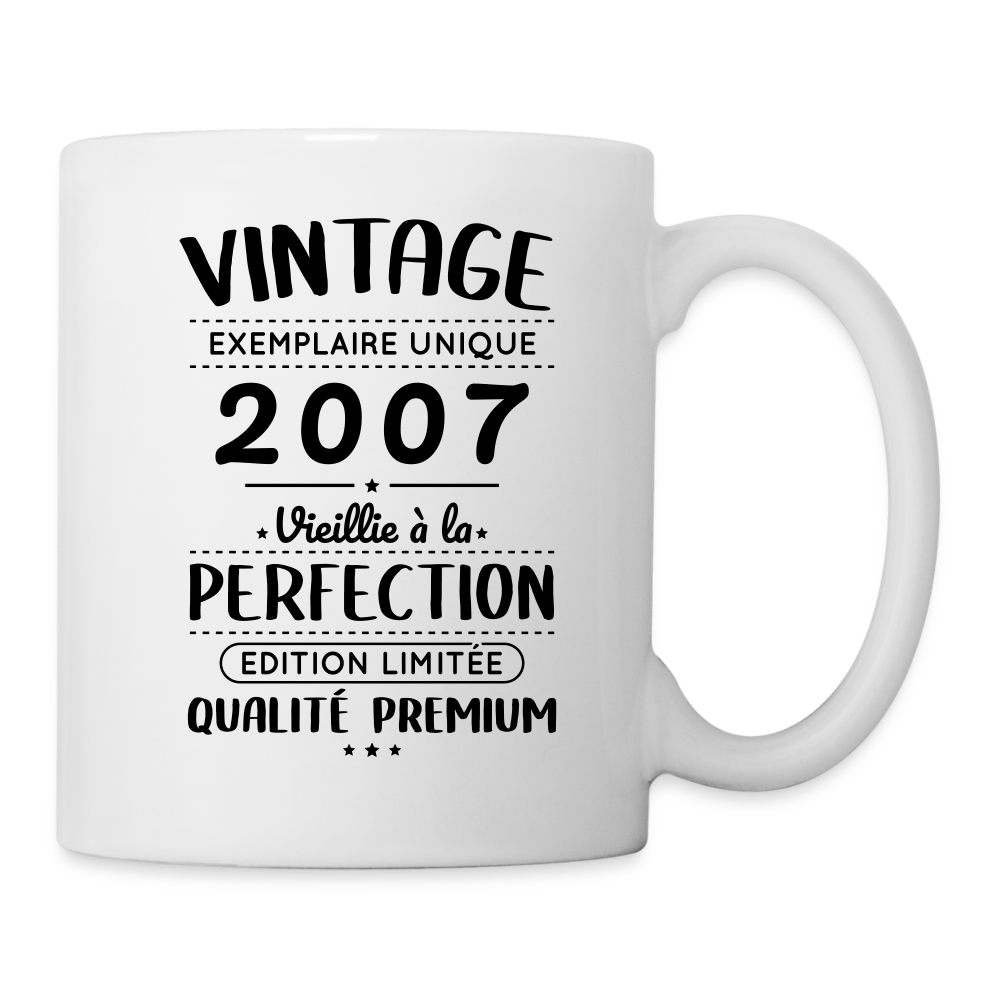 Mug blanc - Anniversaire 18 Ans - Vintage 2007 - blanc