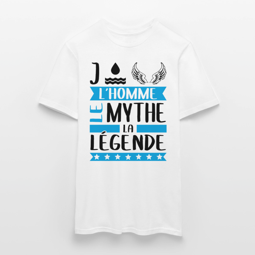 T-shirt homme coloris clair Joël en rébus – L’homme, le mythe, la légende - blanc