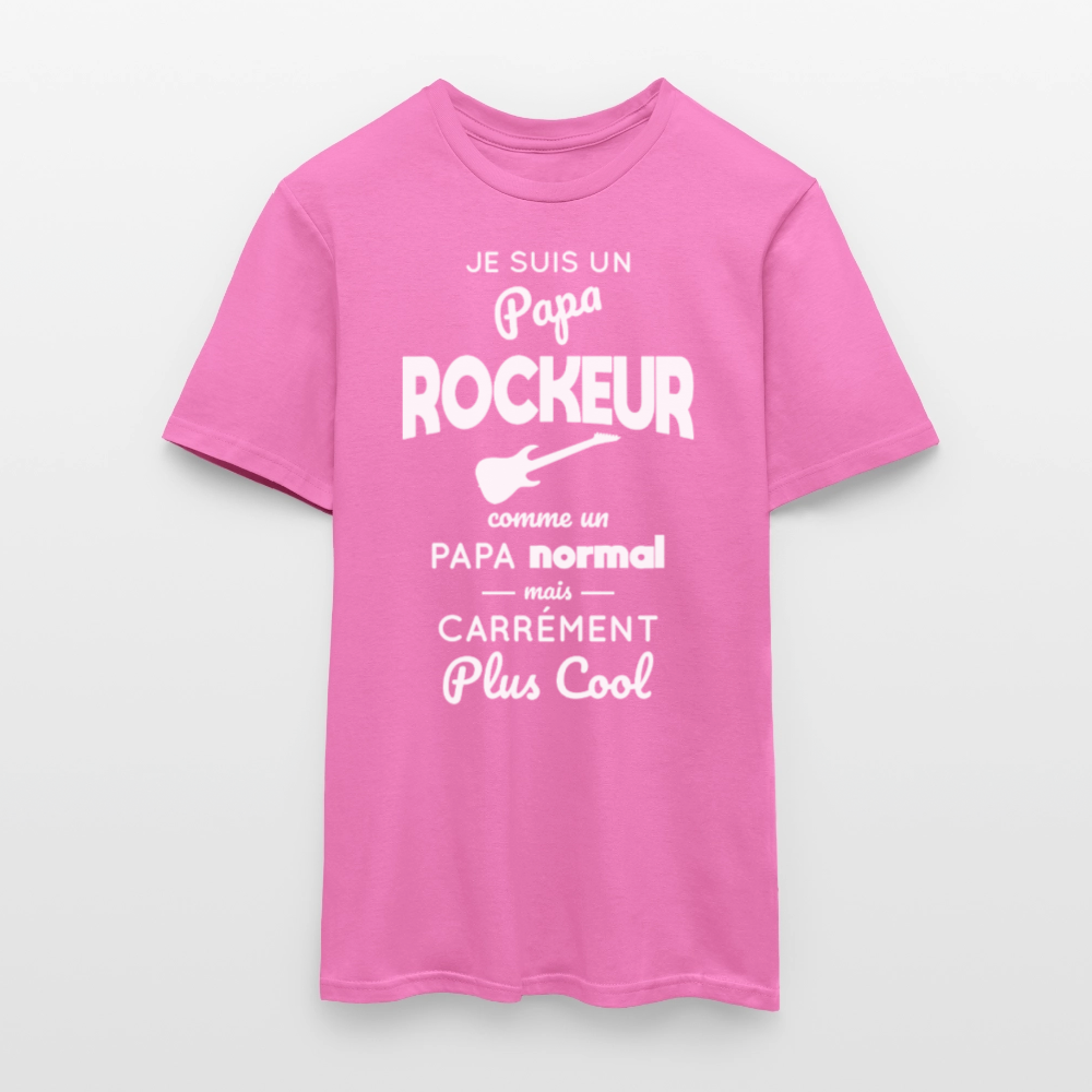 T-shirt Homme - Papa rockeur plus cool - rose
