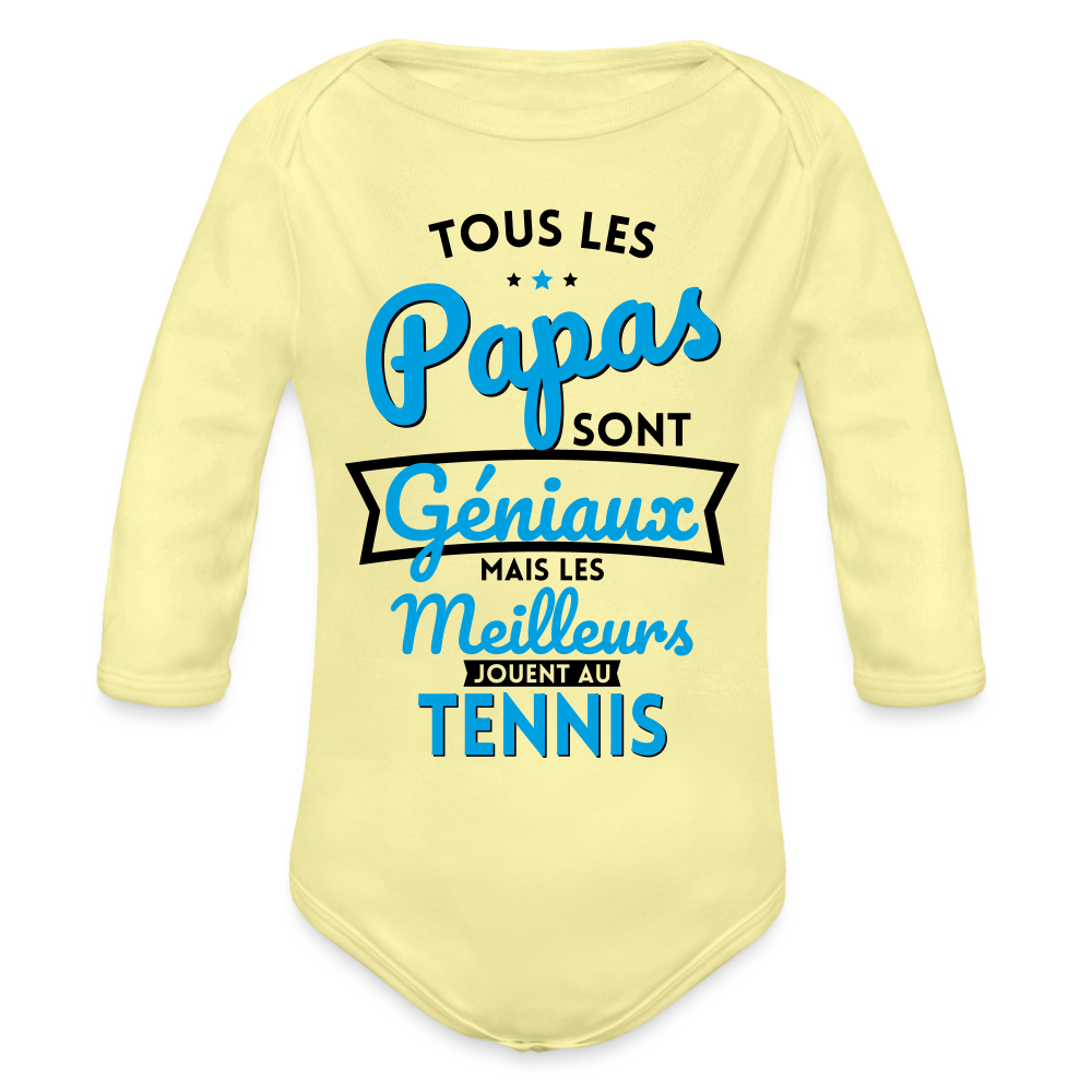 Body Bébé bio manches longues - les meilleurs jouent au tennis - jaune délavé