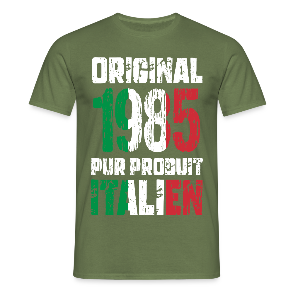 T-shirt Homme - Anniversaire 40 Ans - Original 1985 - Pur produit Italien - vert militaire