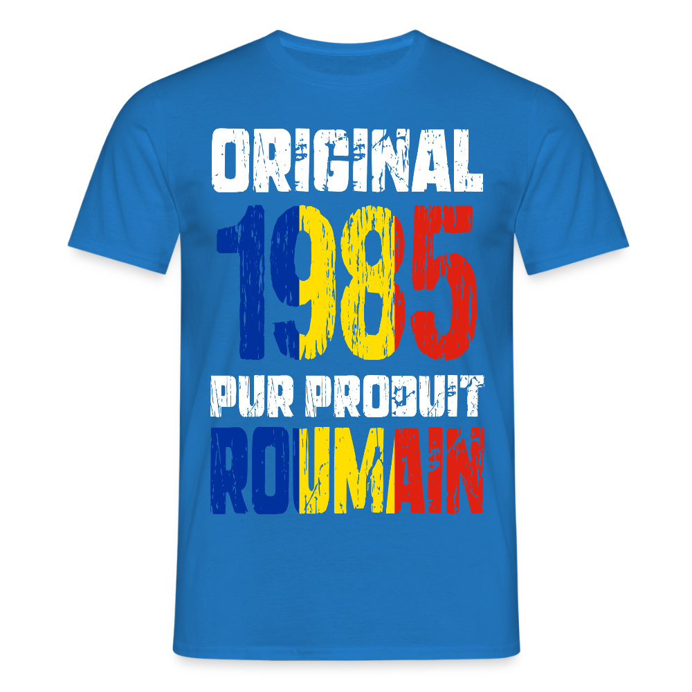 T-shirt Homme - Anniversaire 40 Ans - Original 1985 - Pur produit Roumain - bleu royal