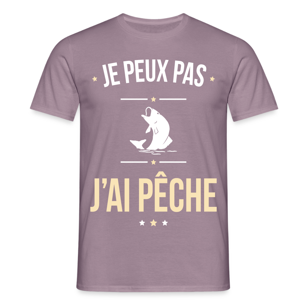 T-shirt Homme - Je peux pas j'ai Pêche - mauve gris