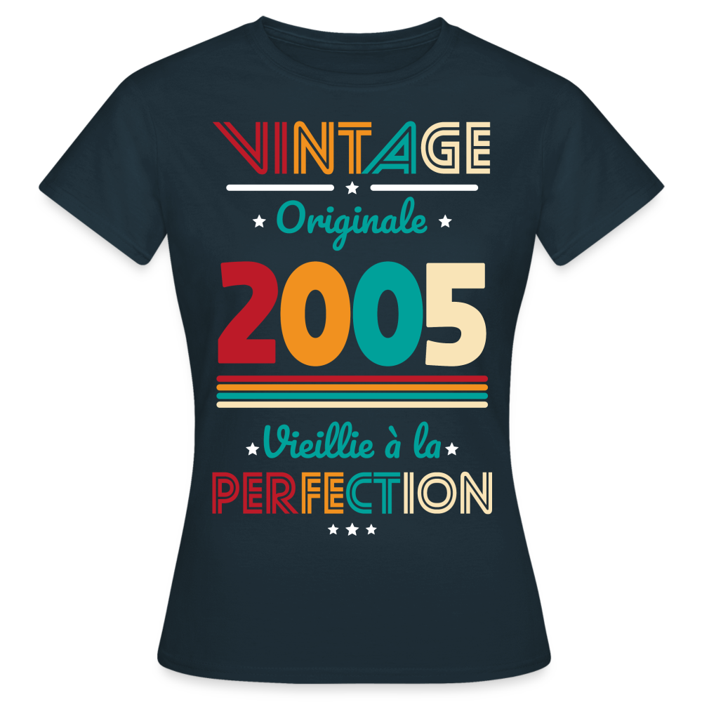 T-shirt Femme - Anniversaire 20 Ans - Vintage Originale 2005 - marine