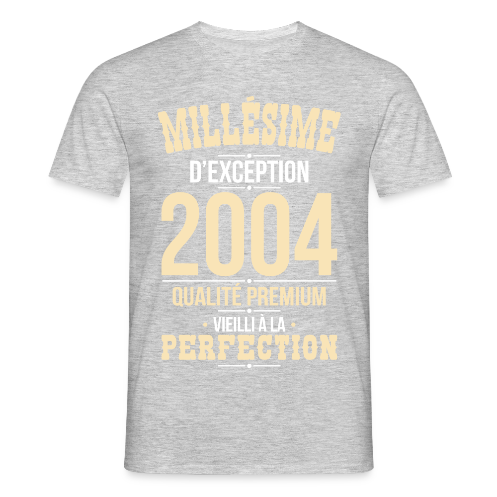 T-shirt Homme - Anniversaire 21 Ans - Millésime 2004 - gris chiné