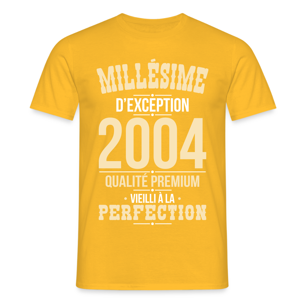 T-shirt Homme - Anniversaire 21 Ans - Millésime 2004 - jaune