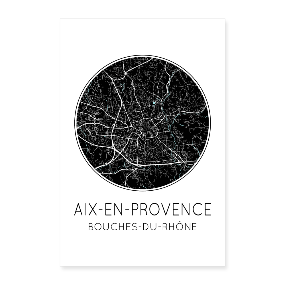 Poster Aix-en-Provence - Plan Aix-en-Provence - 60 x 90 cm - blanc