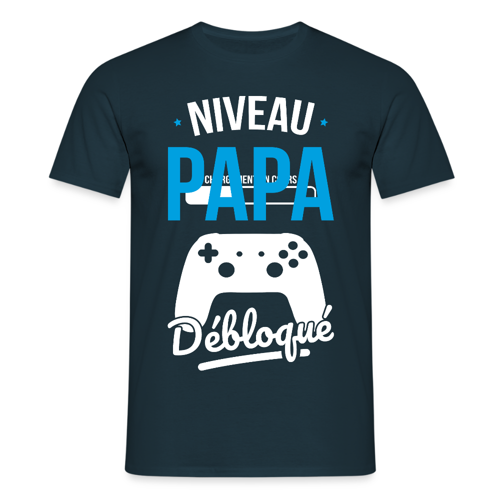 T-shirt Homme - Niveau Papa Débloqué - marine