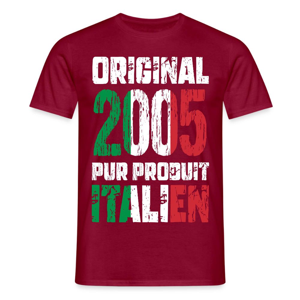 T-shirt Homme - Anniversaire 20 Ans - Original 2005 - Pur produit Italien - rouge brique