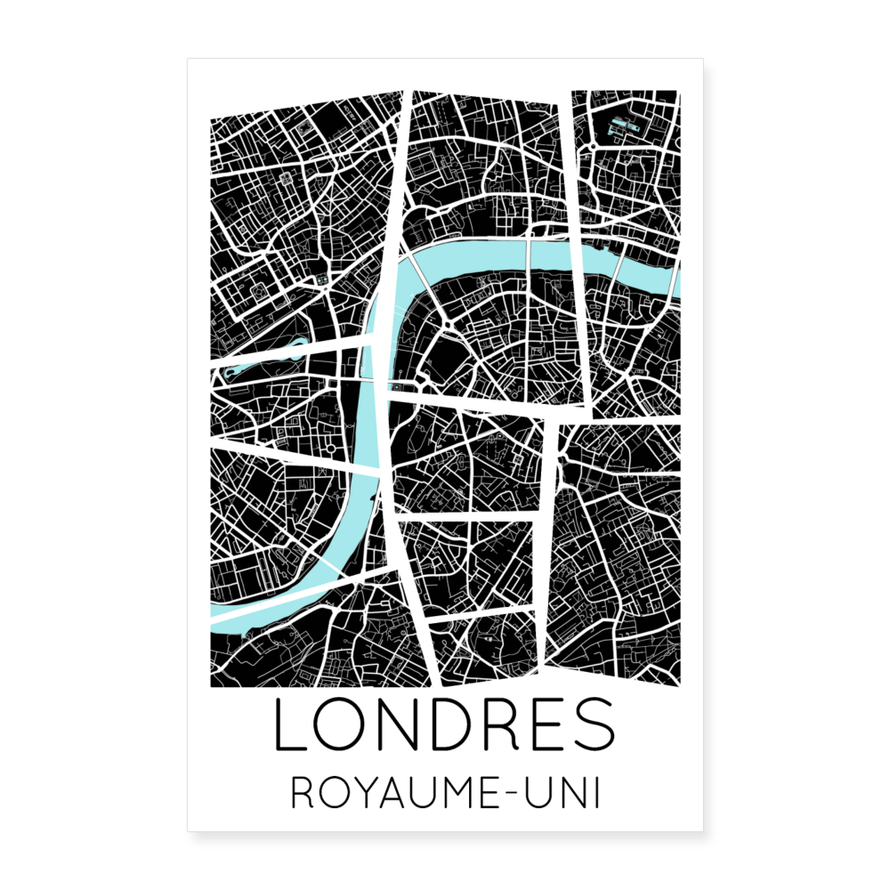 Poster Londres - Plan Londres - 40 x 60 cm - blanc
