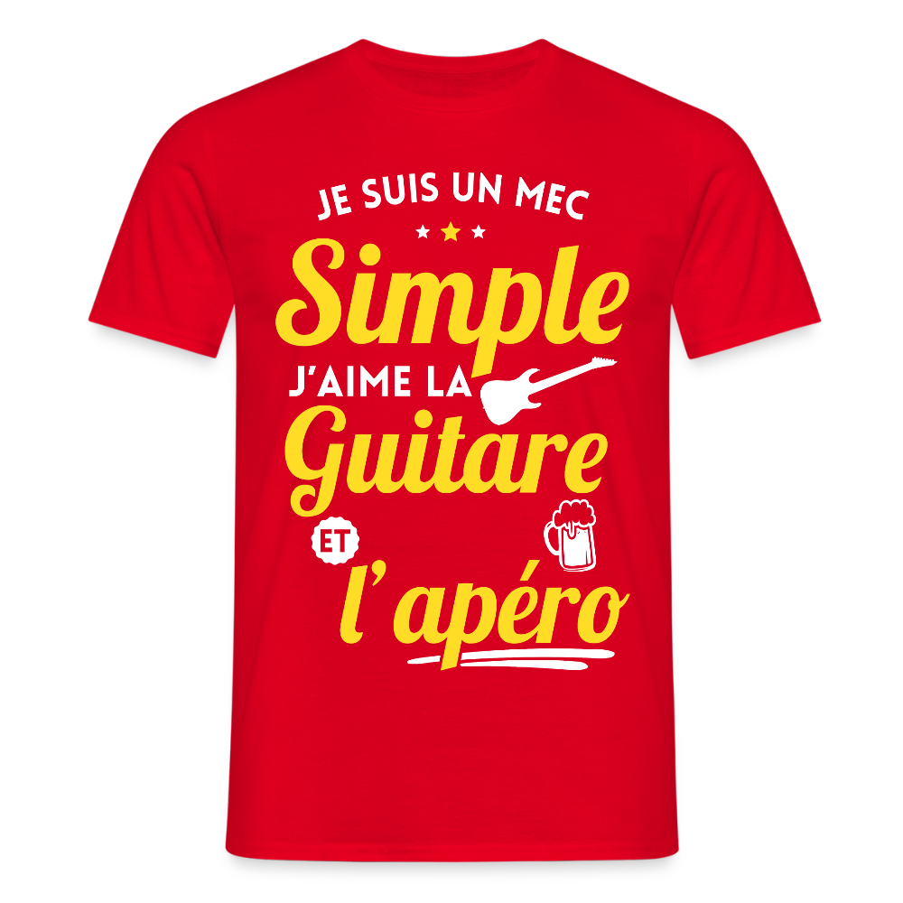 T-shirt Homme - J'aime la guitare et l'apéro - rouge