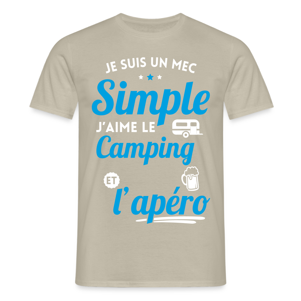 T-shirt Homme - J'aime le camping et l'apéro - beige sable