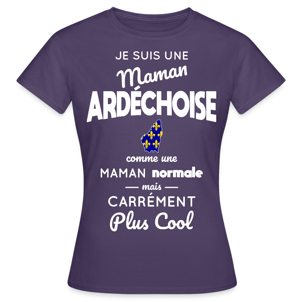 T-shirt Femme - Maman Ardéchoise plus cool - violet foncé