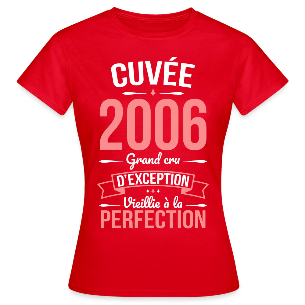 T-shirt Femme - Anniversaire 19 Ans - Cuvée 2006 - rouge