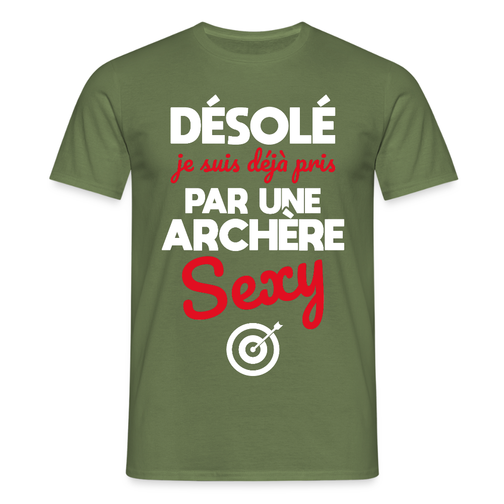 T-shirt Homme - Je suis déjà pris par une archère sexy - vert militaire