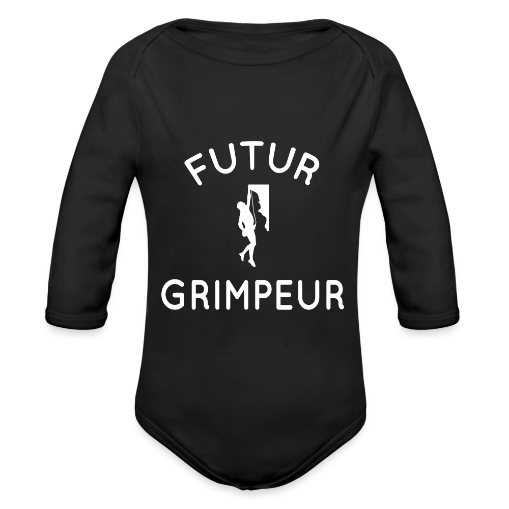 Body Bébé bio manches longues - Futur grimpeur - noir