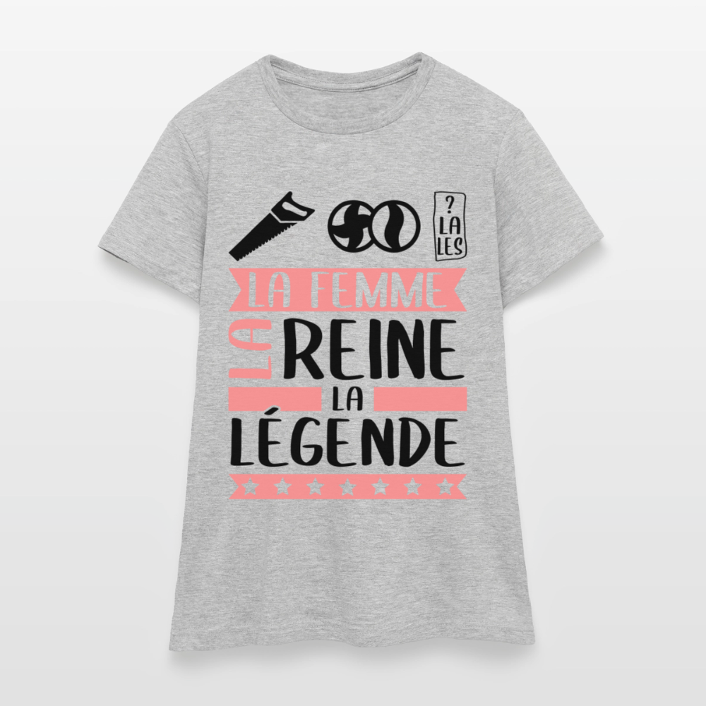 T-shirt femme coloris clair Sybille en rébus – La femme, la reine, la légende - gris chiné