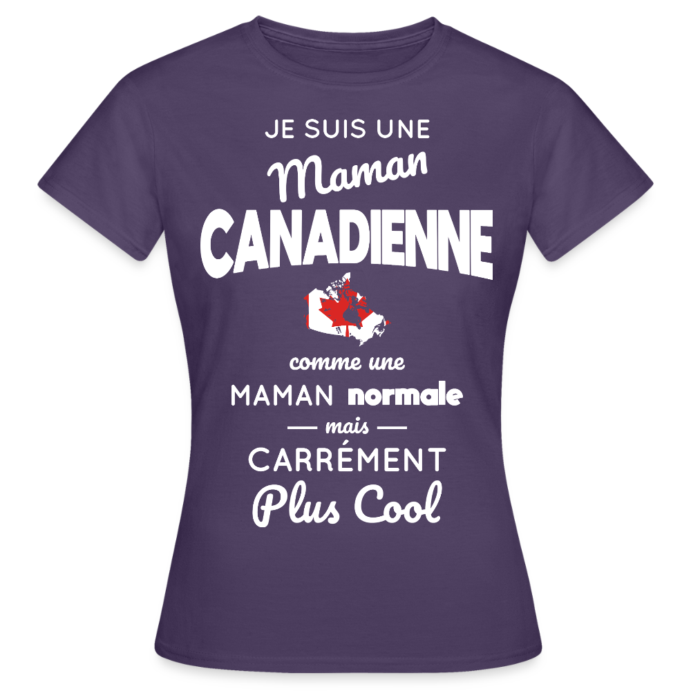 T-shirt Femme - Maman Canadienne plus cool - violet foncé