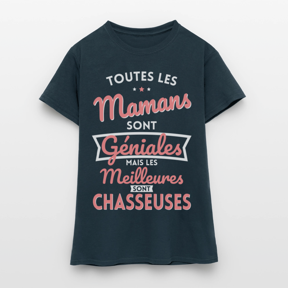 T-shirt Femme - Mamans géniales - Les meilleures sont chasseuses - marine