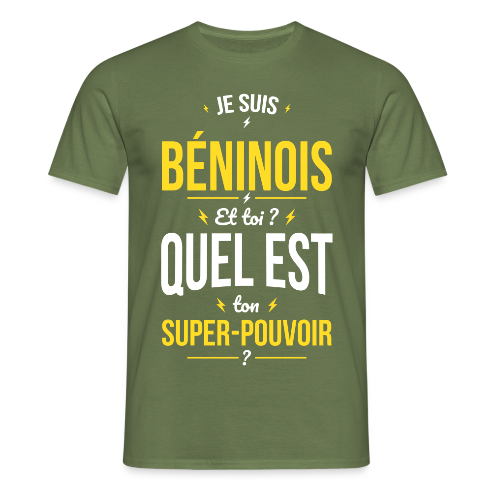T-shirt Homme - Je suis Béninois - Super-pouvoir - vert militaire