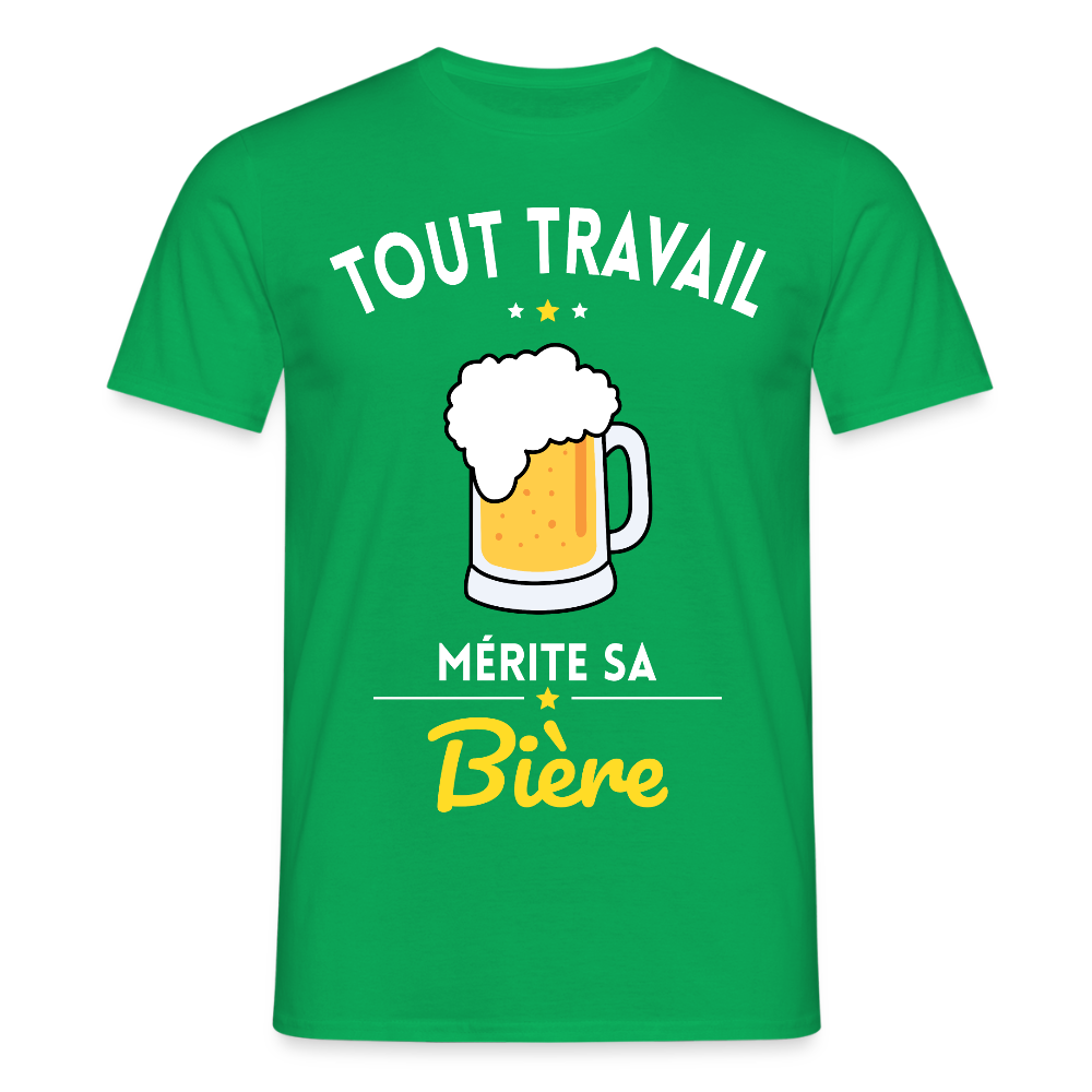 T-shirt Homme - Tout travail mérite sa bière - vert