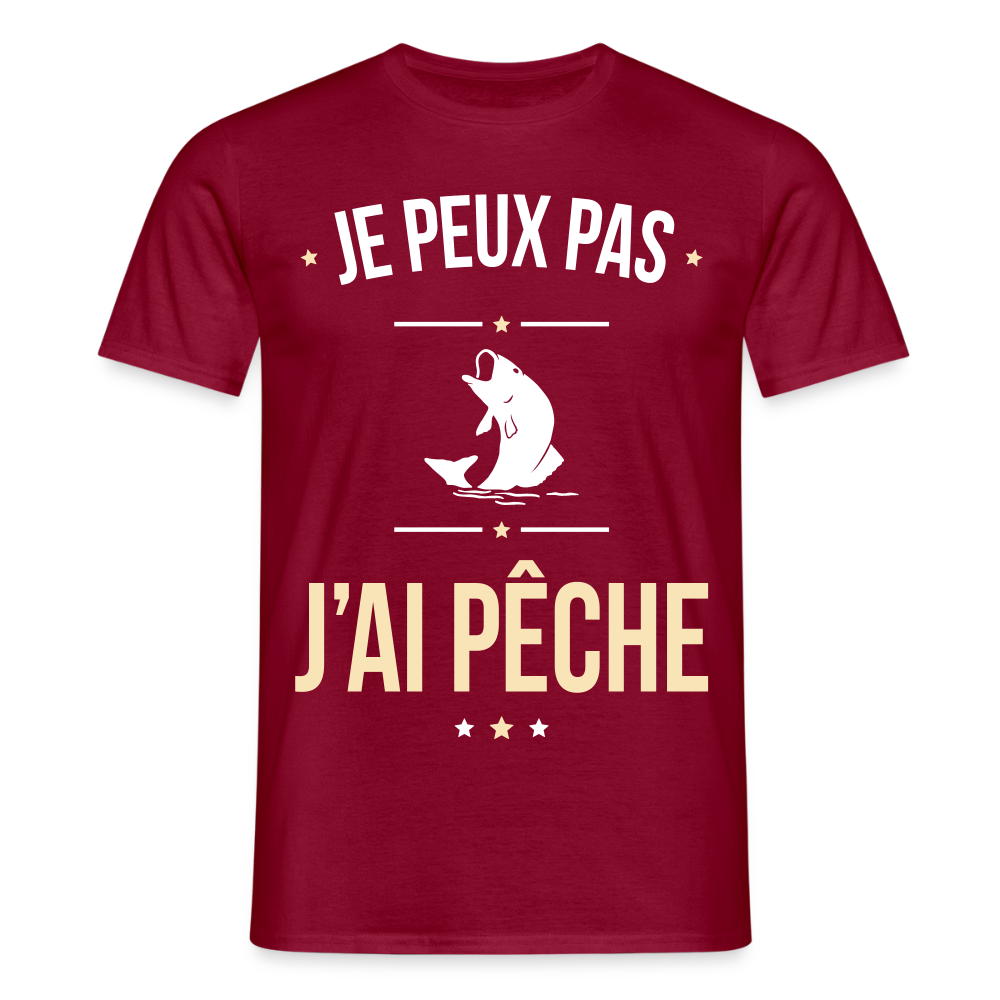 T-shirt Homme - Je peux pas j'ai Pêche - rouge brique