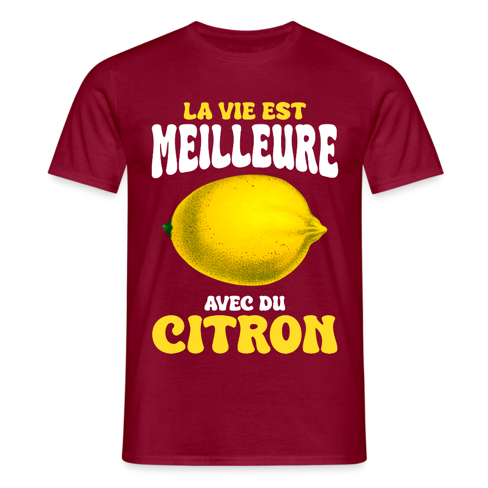 T-shirt Homme - La vie est meilleure avec du citron - rouge brique