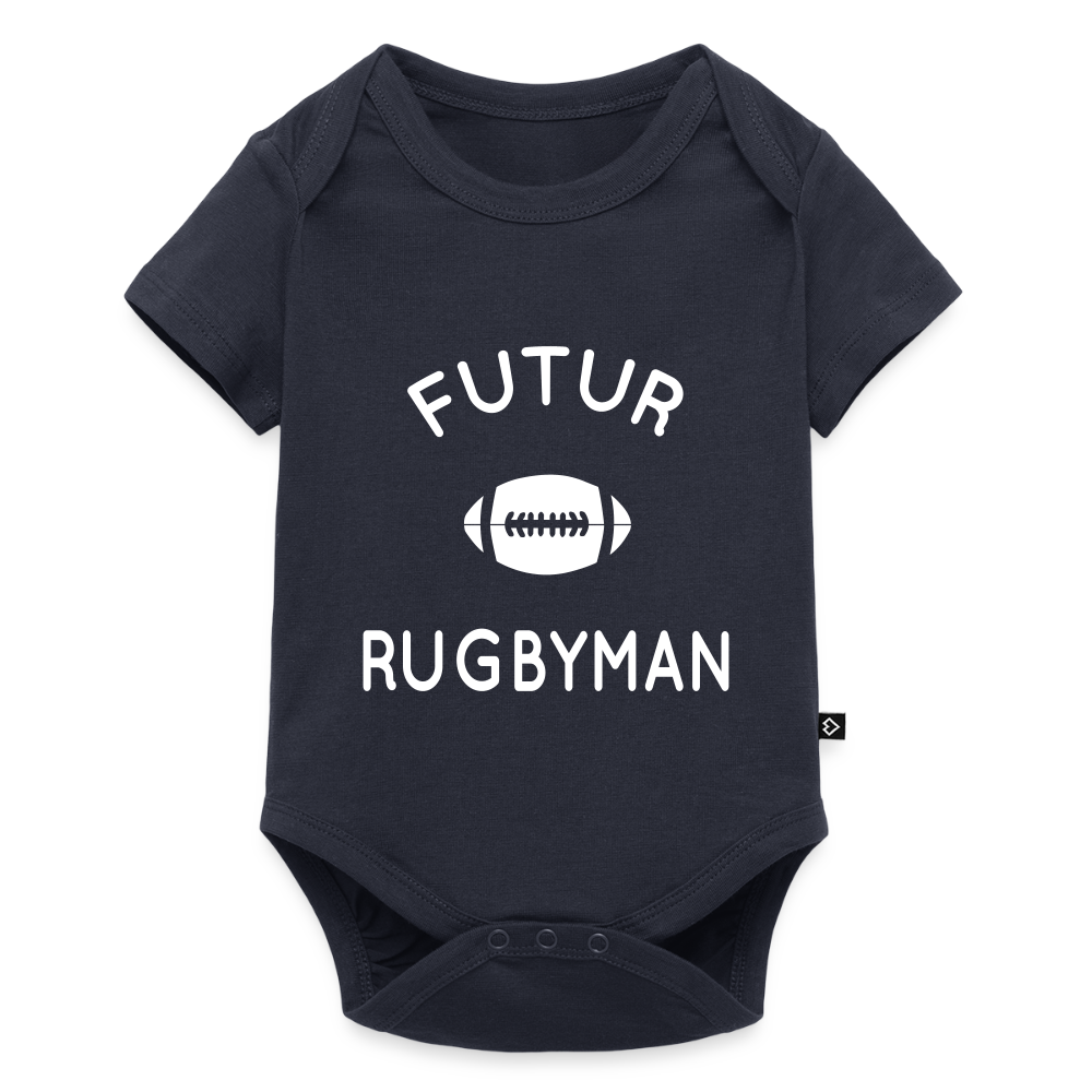 Body Bébé bio manches courtes - Futur rugbyman - bleu marine