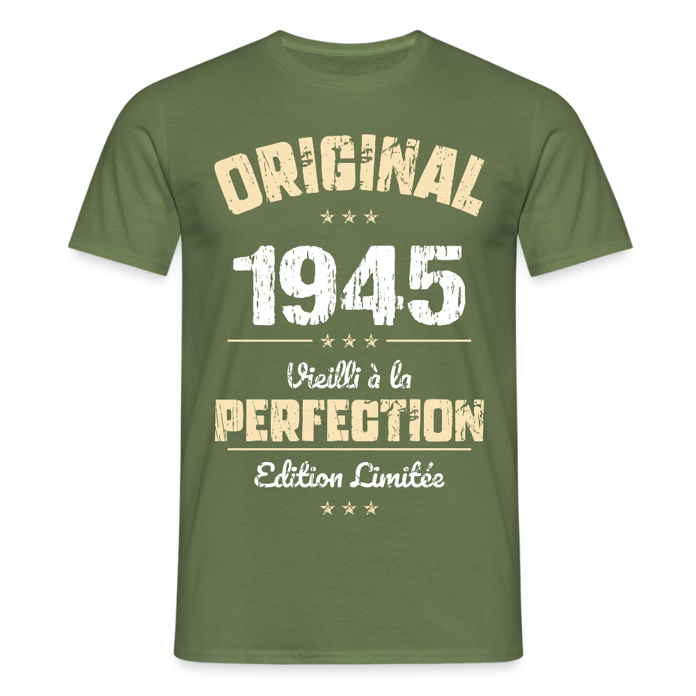 T-shirt Homme - Anniversaire 80 Ans - Original 1945 - vert militaire