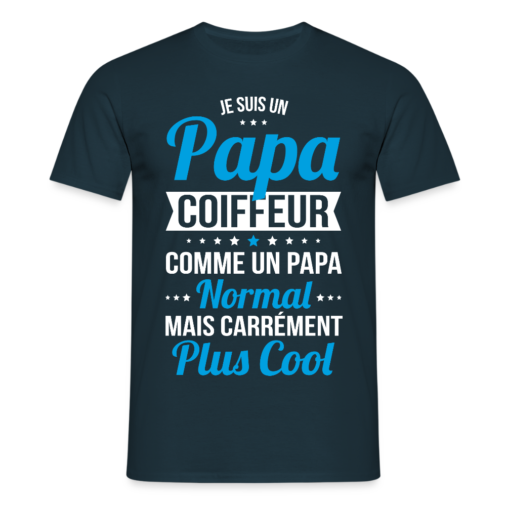 T-shirt Homme - Papa coiffeur plus cool - marine