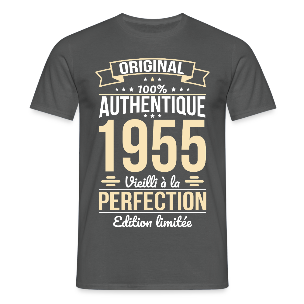 T-shirt Homme - Anniversaire 70 Ans - Original 1955 - charbon