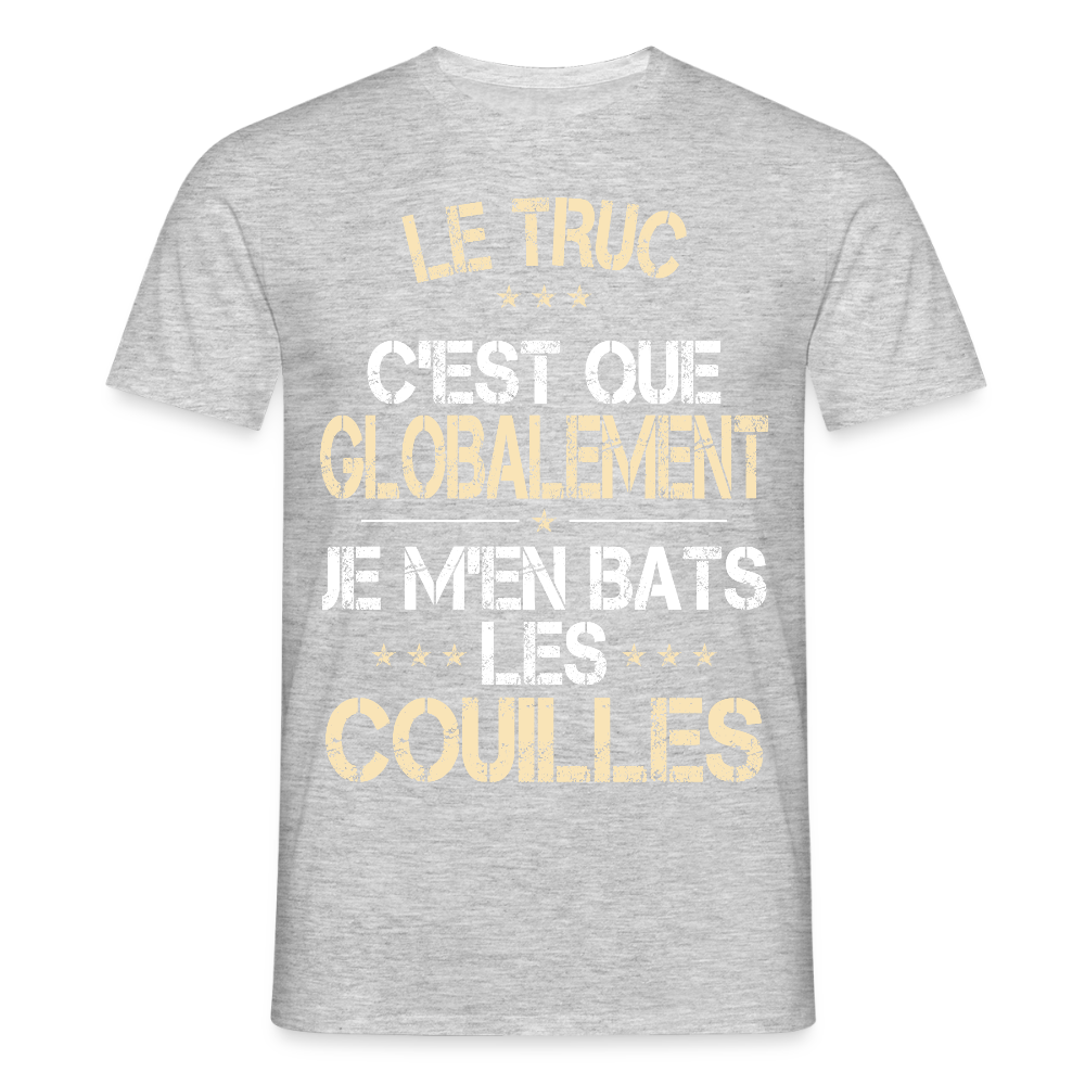 T-shirt Homme - Je m'en bats les couilles - gris chiné