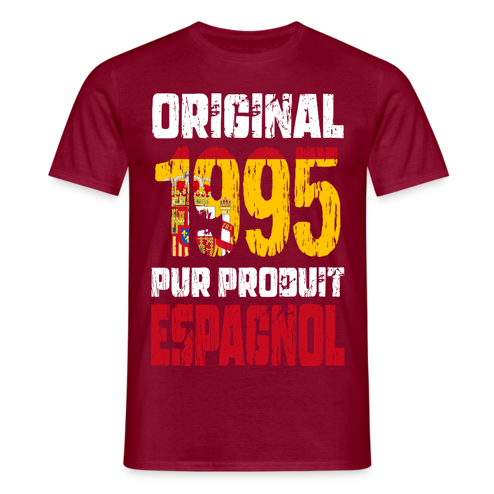 T-shirt Homme - Anniversaire 30 Ans - Original 1995 - Pur produit Espagnol - rouge brique