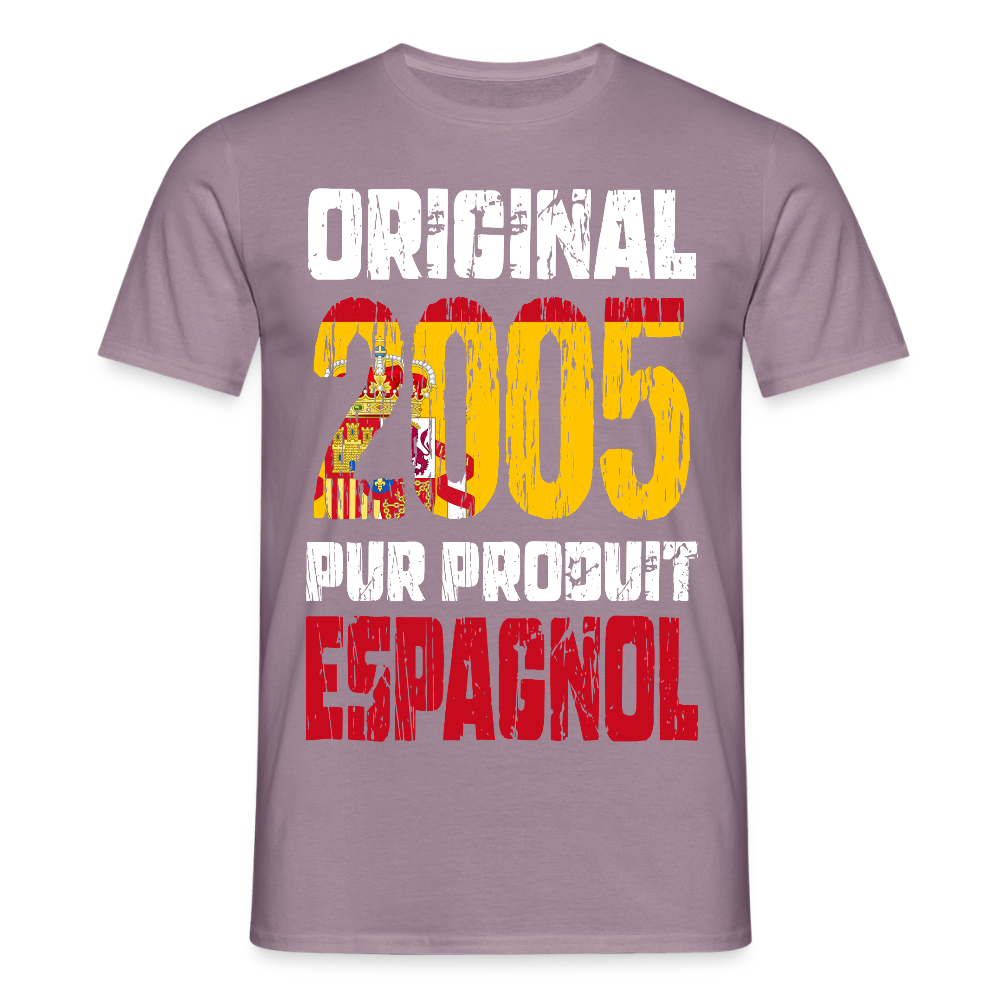 T-shirt Homme - Anniversaire 20 Ans - Original 2005 - Pur produit Espagnol - mauve gris