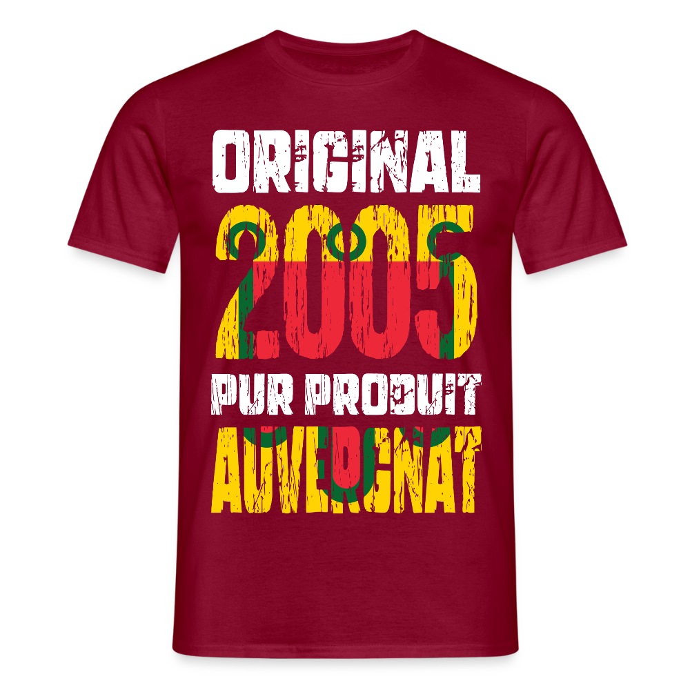 T-shirt Homme - Anniversaire 20 Ans - Original 2005 - Pur produit Auvergnat - rouge brique