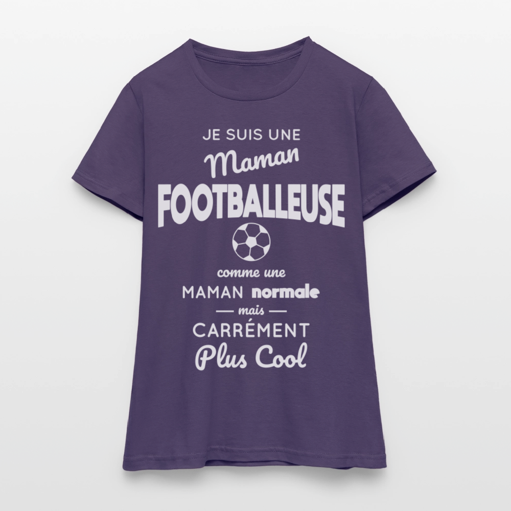 T-shirt Femme - Maman footballeuse plus cool - violet foncé