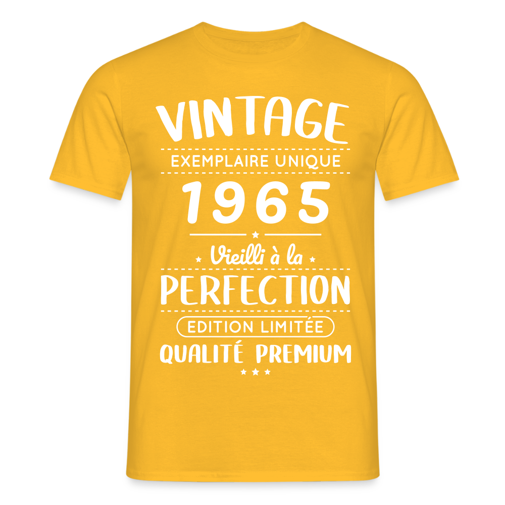 T-shirt Homme - Anniversaire 60 Ans - Vintage 1965 - jaune