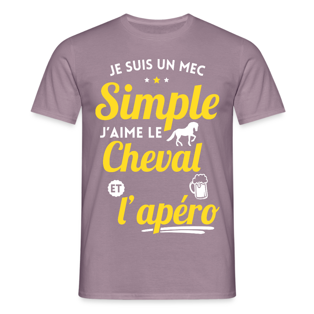 T-shirt Homme - J'aime le cheval et l'apéro - mauve gris