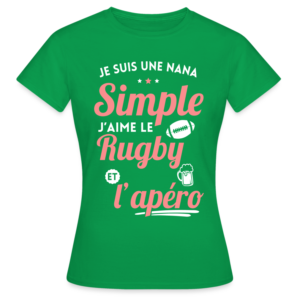T-shirt Femme - J'aime le rugby et l'apéro - vert